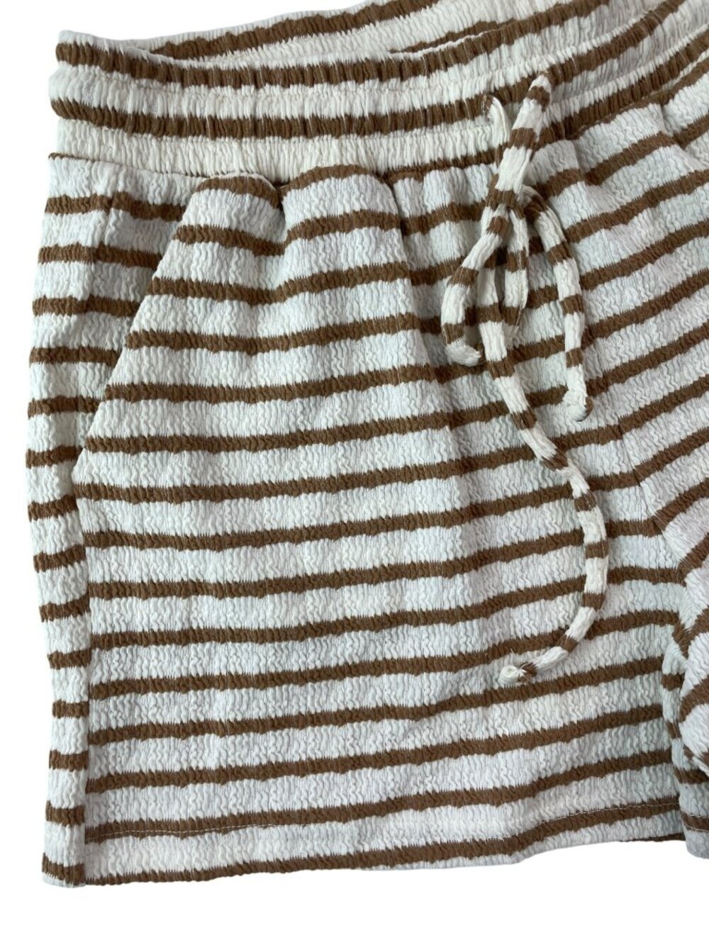 Marion 2-PIECE-SET Brown White Textured Top & Shorts Lounge Set Wmn's Size L NWT - Picture 9 of 12
